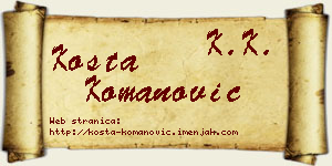 Kosta Komanović vizit kartica
